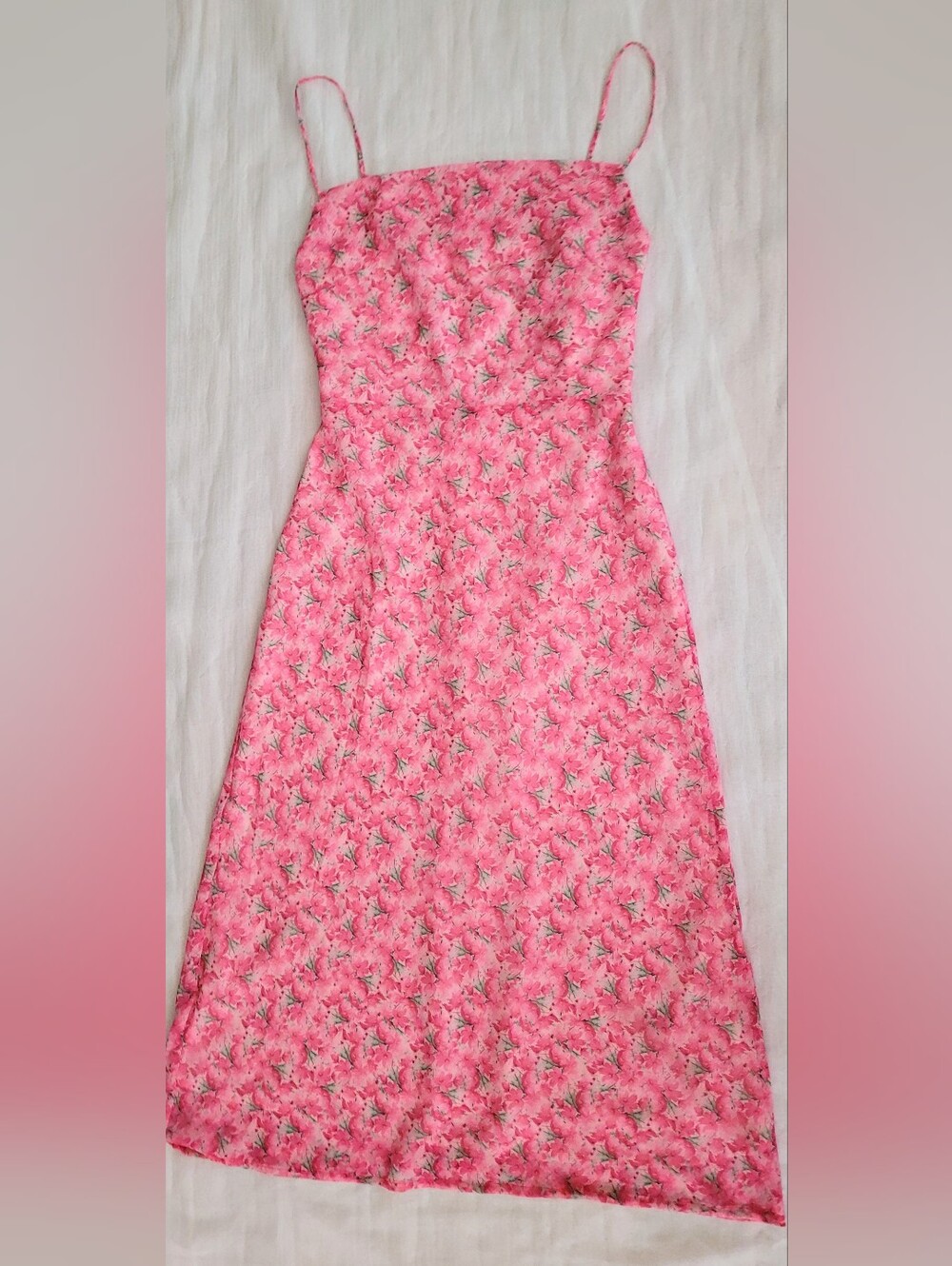 NWOT!Lulus Fall Lush Floral Fancy Y2k Square Neck Barbiecore Boho Midi Dress S